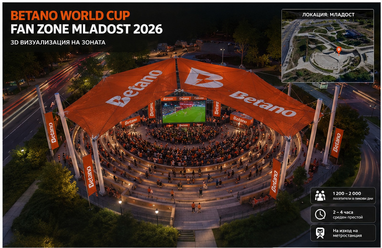 3D визуализация на BETANO Fan Zone Mladost